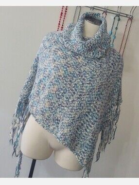 Andrade Knit Cowl Neck Poncho ONE SIZE